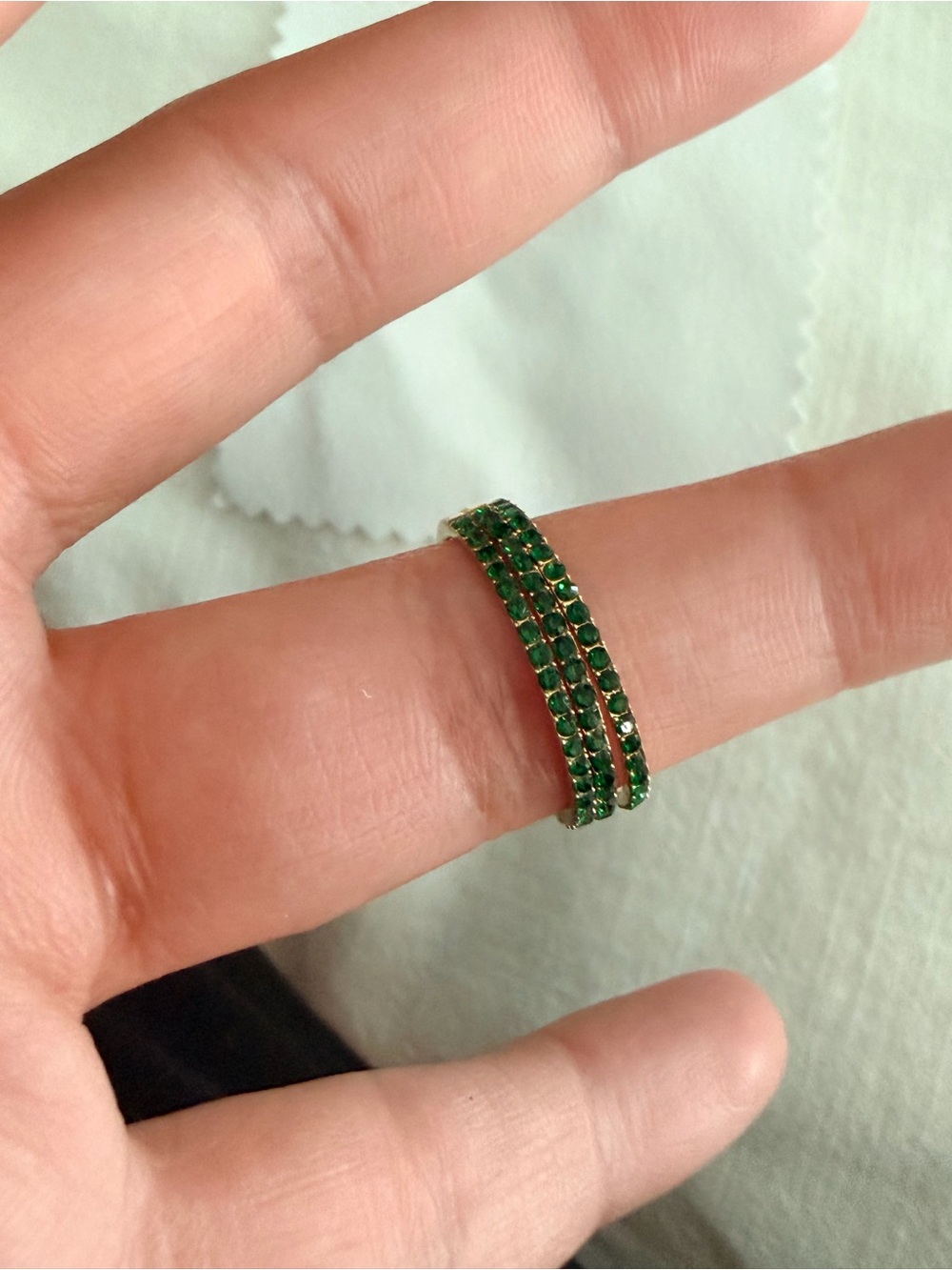 Emerald Green 3 Stack Rings - Gold